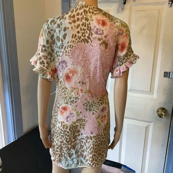 In Bloom by Jonquil Silky Robe Sz S Floral Print Ruffle Sleeve Fairy Cottagecore - Picture 9 of 9